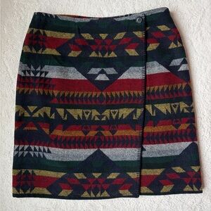 Vintage Roo Crossing Southwest Aztec Wool Blend Skirt Women Size Large